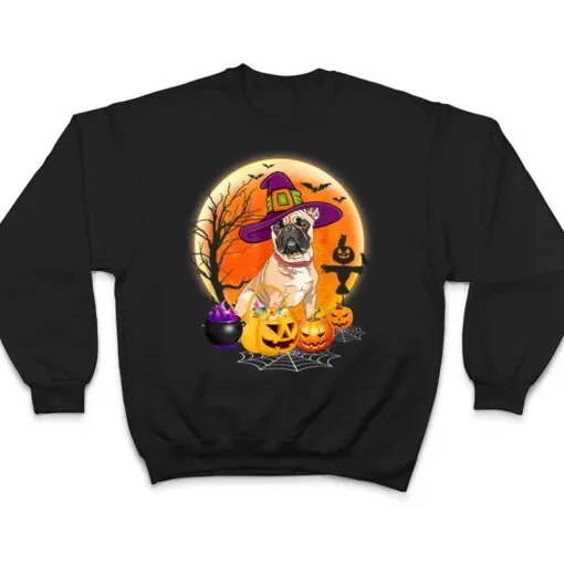 Halloween French Bulldog Dog Moon With Pumpkin Funny Gifts T Shirt