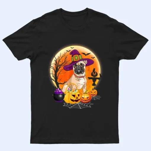 Halloween French Bulldog Dog Moon With Pumpkin Funny Gifts T Shirt