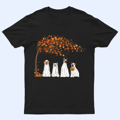 Halloween Ghost Dog Retro Spooky Season Thanksgiving T Shirt