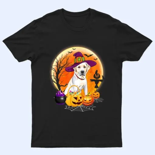 Halloween Labrador Retriever Dog Moon With Pumpkin Funny T Shirt