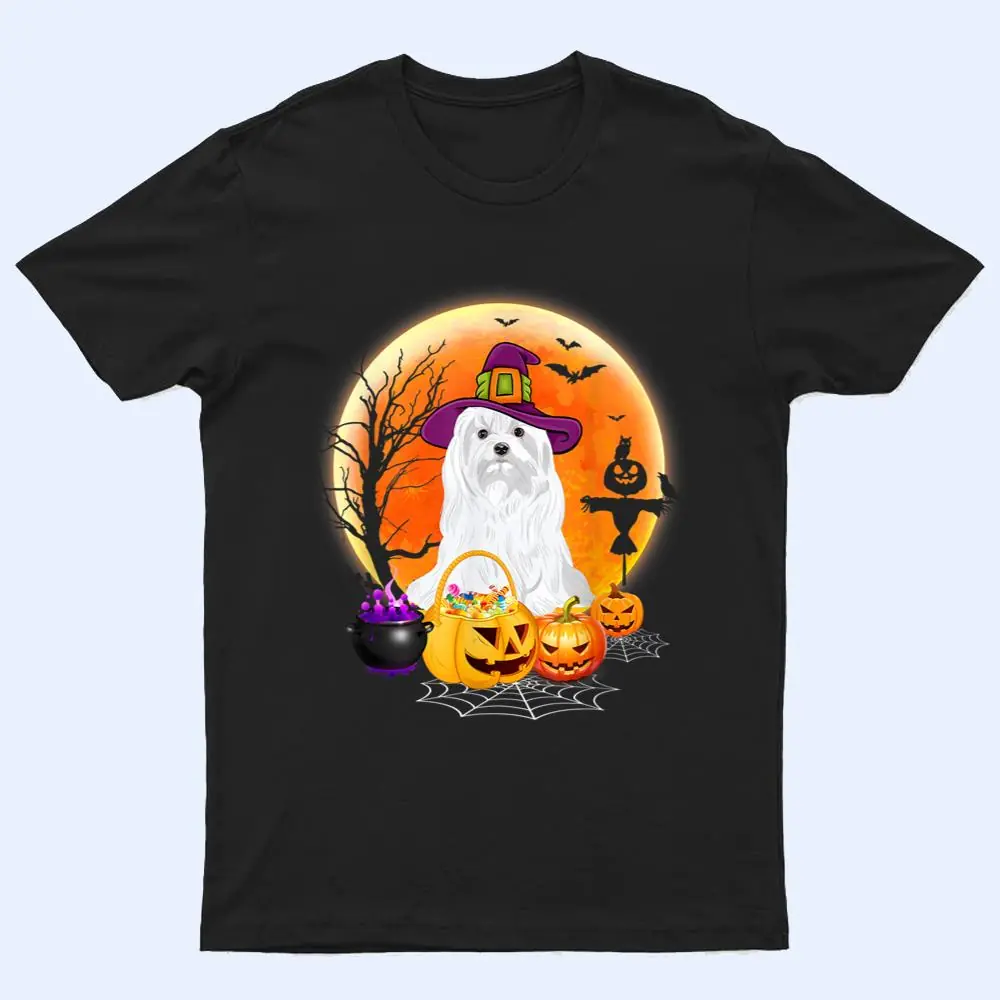 Halloween Maltese Dog Moon With Pumpkin Funny Gifts T Shirt Halloween Maltese Dog Moon With Pumpkin Funny Gifts T Shirt