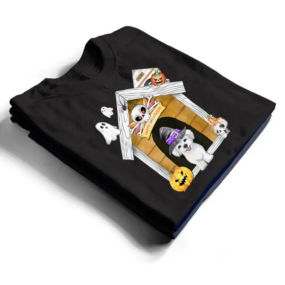 Halloween-Maltese-Dog-Witch-Haunted-House-T-Shirt-1 Halloween Maltese Dog Witch Haunted House T Shirt