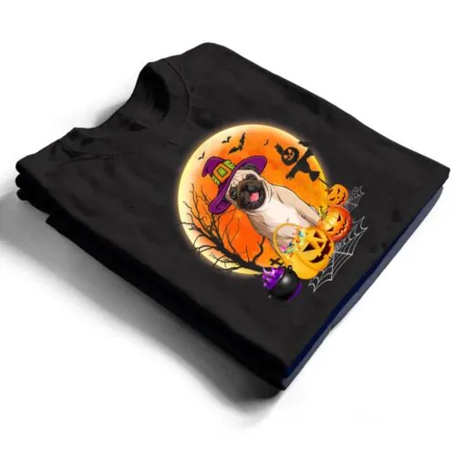 Halloween Pug Dog Moon With Pumpkin Funny Gifts T Shirt