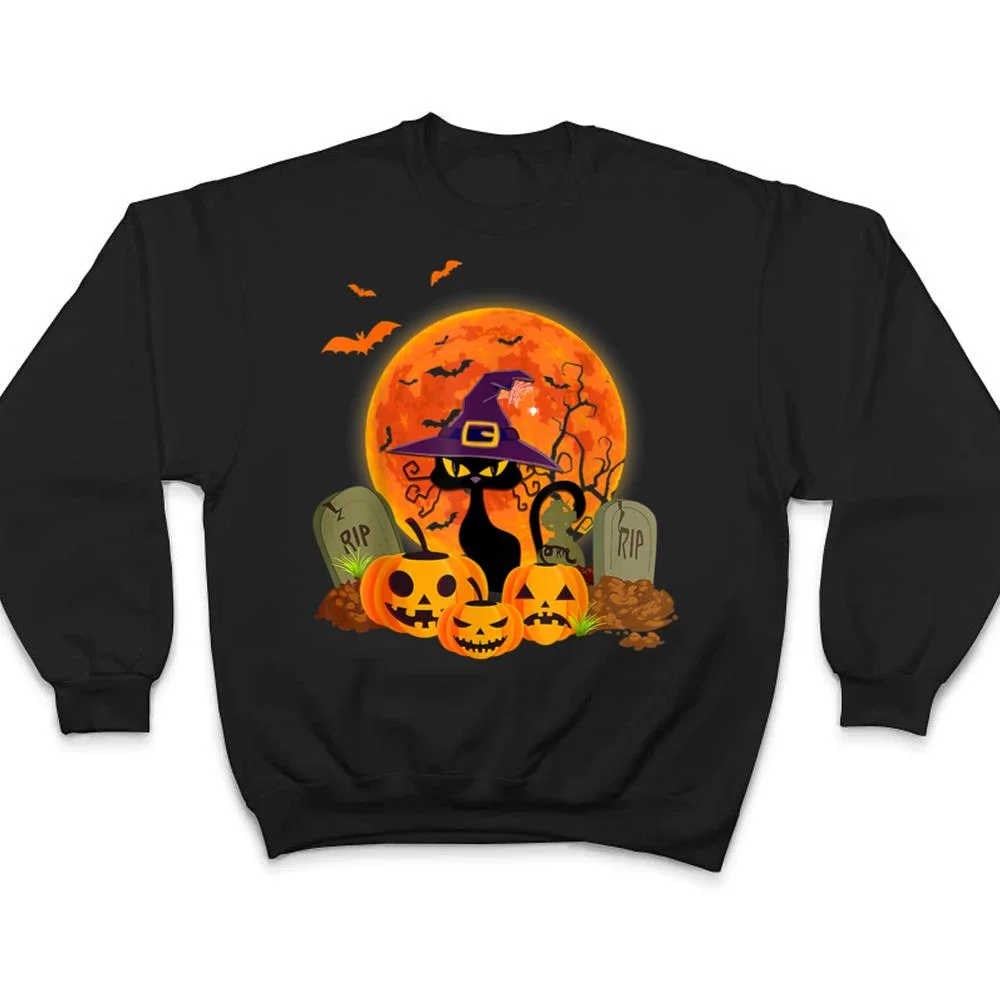 Halloween-Scary-Black-Cat-Funny-Halloween-Costume-T-Shirt-4 Halloween Scary Black Cat Funny Halloween Costume T Shirt