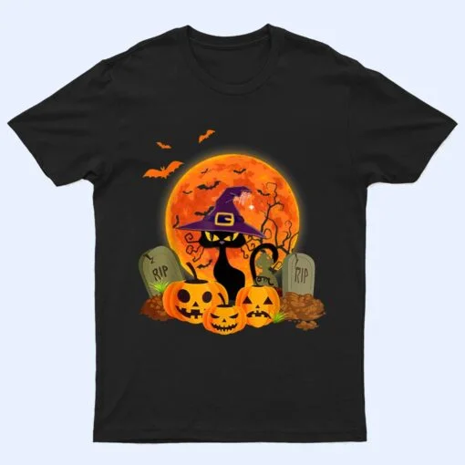 Halloween Scary Black Cat Funny Halloween Costume T Shirt