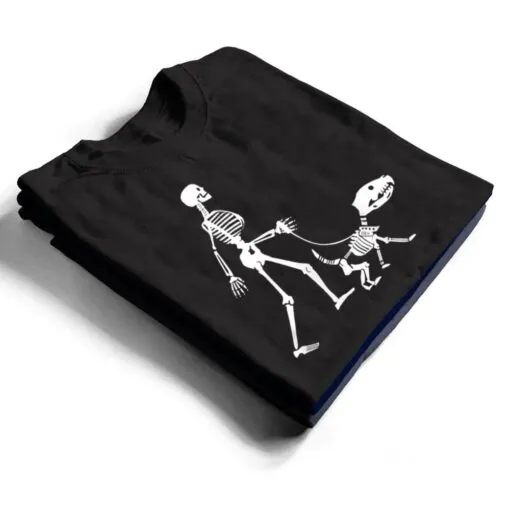 Halloween Skeleton Dog Lover Funny Dog Walking T Shirt