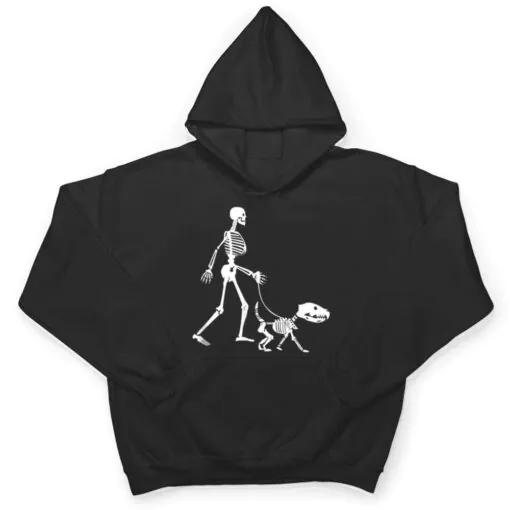 Halloween Skeleton Dog Lover Funny Dog Walking T Shirt