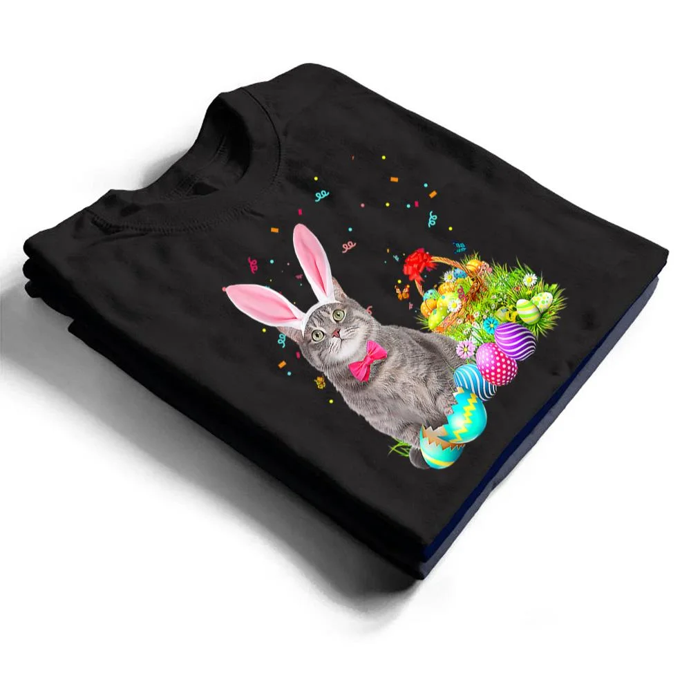 Happy-Easter-Cute-Bunny-Cat-Eggs-Basket-Men-Women-Funny-Ver-1-T-Shirt-1 Happy Easter Cute Bunny Cat Eggs Basket Men Women Funny Ver 1 T Shirt