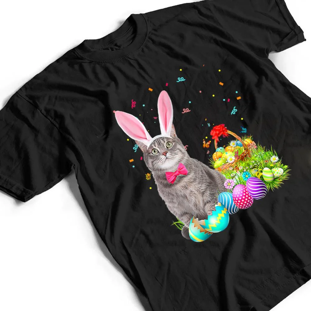 Happy-Easter-Cute-Bunny-Cat-Eggs-Basket-Men-Women-Funny-Ver-1-T-Shirt-2 Happy Easter Cute Bunny Cat Eggs Basket Men Women Funny Ver 1 T Shirt