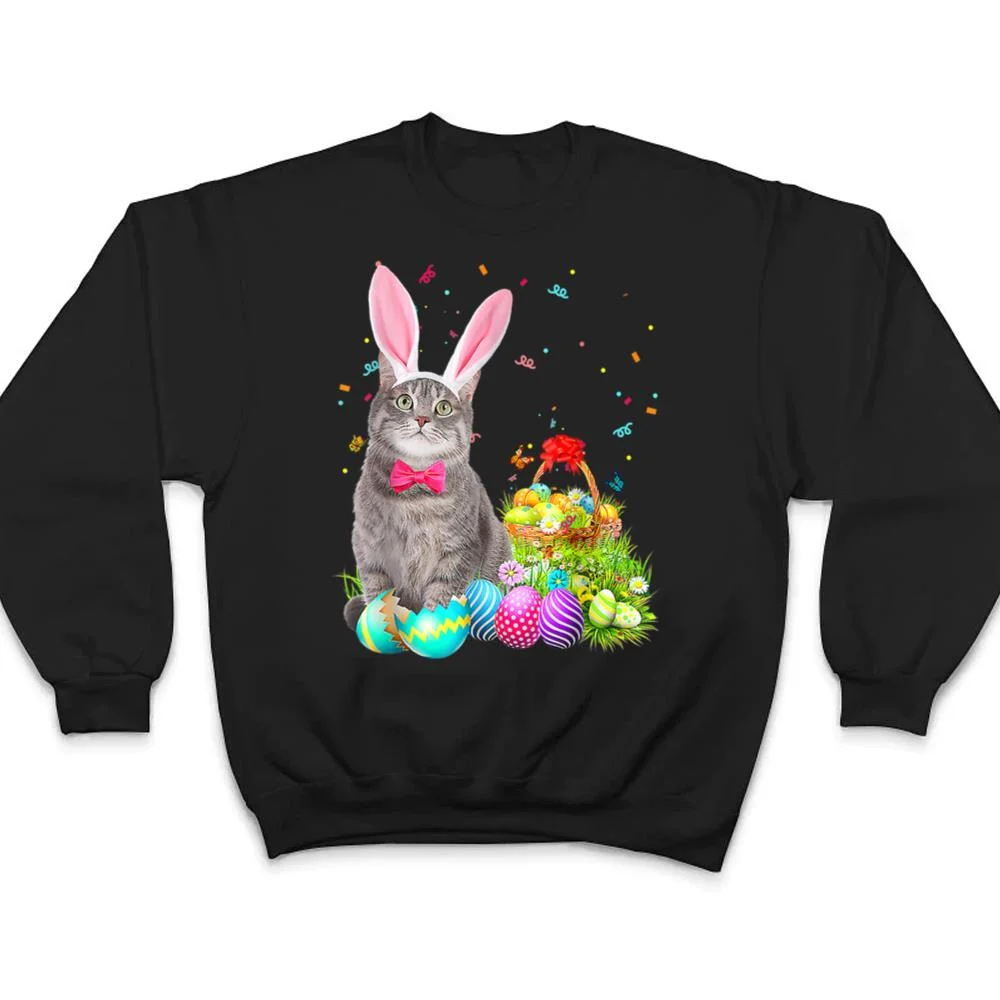 Happy-Easter-Cute-Bunny-Cat-Eggs-Basket-Men-Women-Funny-Ver-1-T-Shirt-4 Happy Easter Cute Bunny Cat Eggs Basket Men Women Funny Ver 1 T Shirt