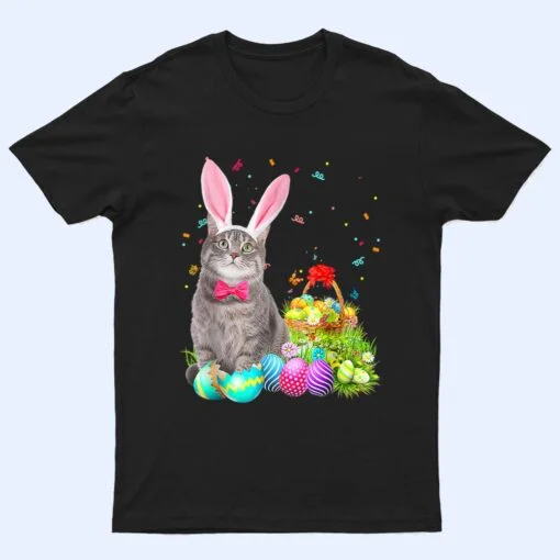 Happy Easter Cute Bunny Cat Eggs Basket Men Women Funny Ver 1 T Shirt