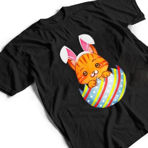 Happy Easter Cute Bunny Cat Eggs Basket Men Women Funny Ver 2 T Shirt