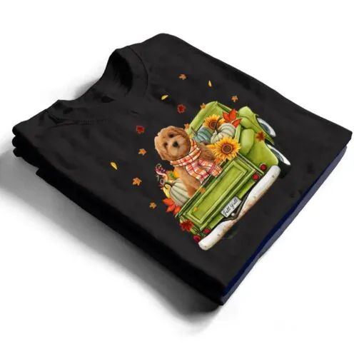 Happy Fall Y'all Goldendoodle Dog On Truck Pumpkin Fall T Shirt