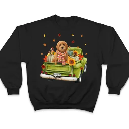 Happy Fall Y'all Goldendoodle Dog On Truck Pumpkin Fall T Shirt