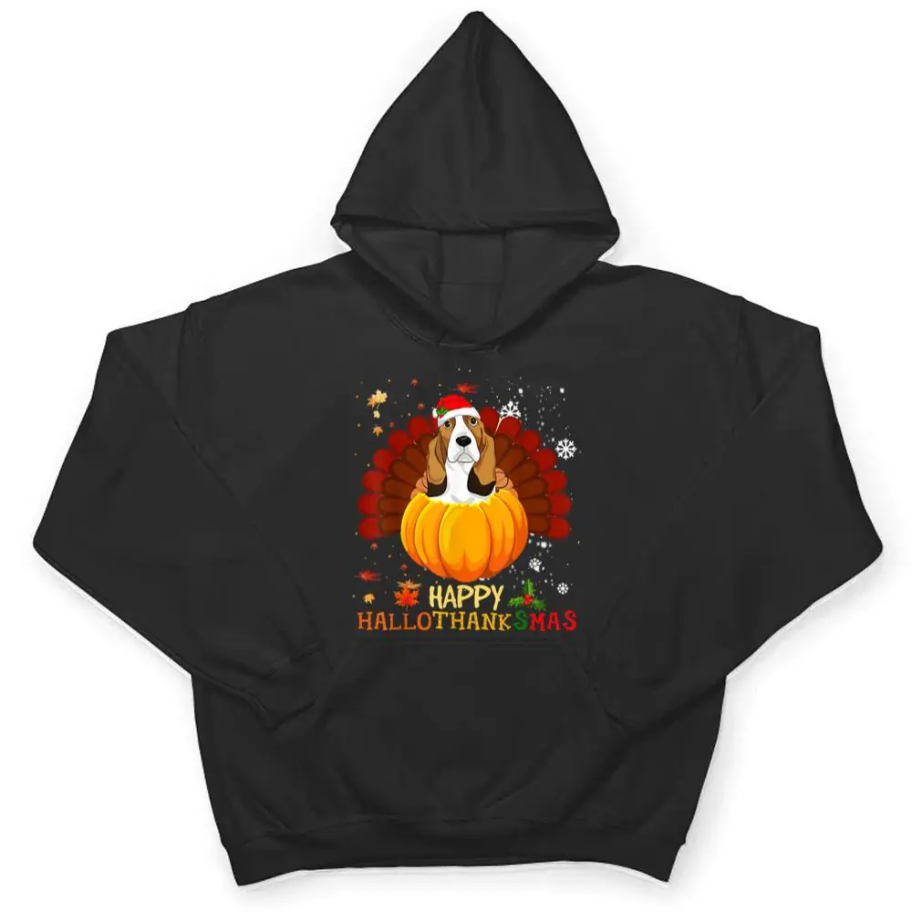 Happy-Hallothanksmas-Basset-Hound-Dog-Halloween-Xmas-T-Shirt-3 Happy Hallothanksmas Basset Hound Dog Halloween Xmas T Shirt
