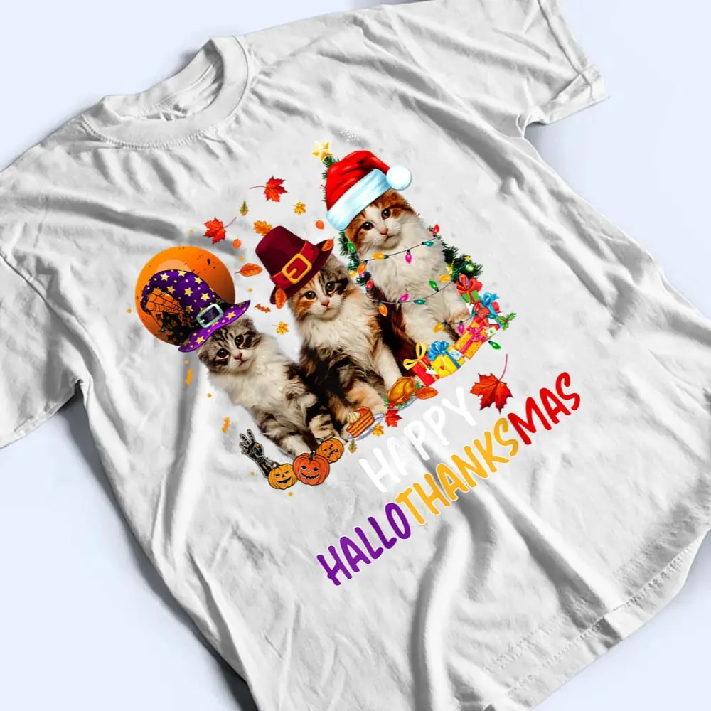 Happy-Hallothanksmas-Cats-Lover-Halloween-Merry-Christmas-T-Shirt-2 Happy Hallothanksmas Cats Lover Halloween Merry Christmas T Shirt
