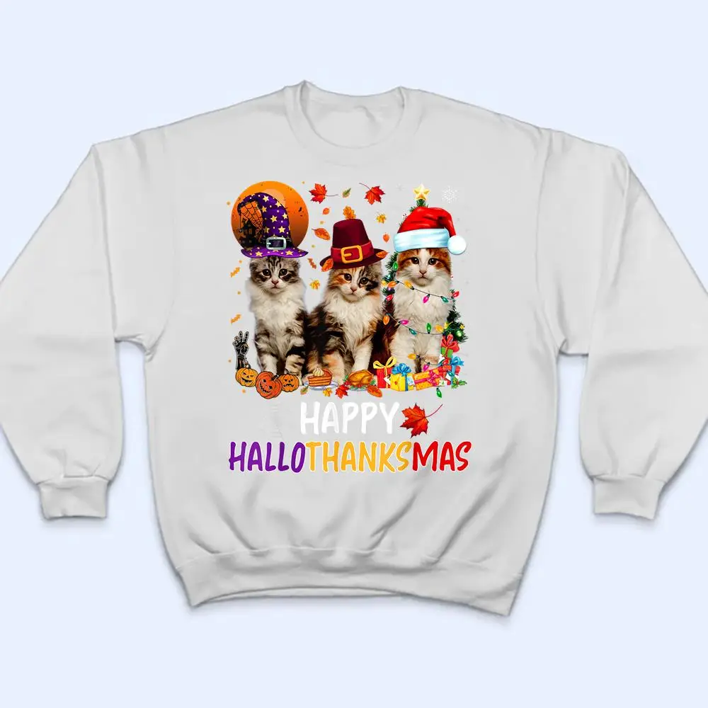 Happy-Hallothanksmas-Cats-Lover-Halloween-Merry-Christmas-T-Shirt-4 Happy Hallothanksmas Cats Lover Halloween Merry Christmas T Shirt