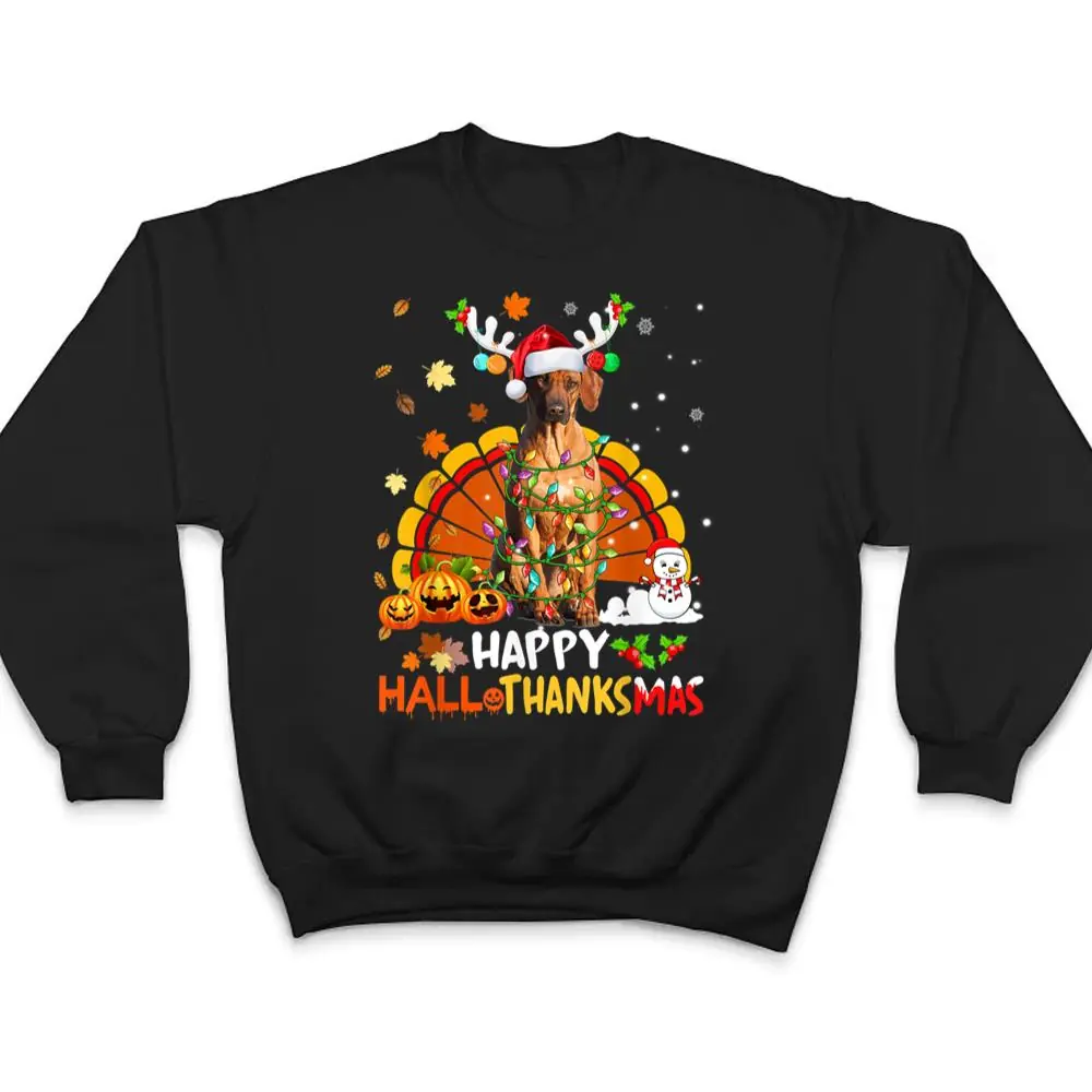Happy-Hallothanksmas-Rhodesian-Ridgeback-Dog-Lover-Ver-1-T-Shirt-4 Happy Hallothanksmas Rhodesian Ridgeback Dog Lover Ver 1 T Shirt