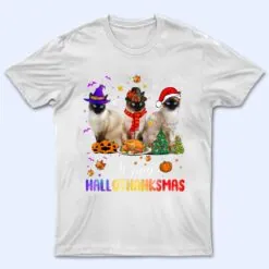 Happy Hallothanksmas Siamese Cat Halloween Thanksgiving T Shirt