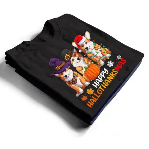 Welsh Corgi Dog Happy Hallothanksmas T Shirt