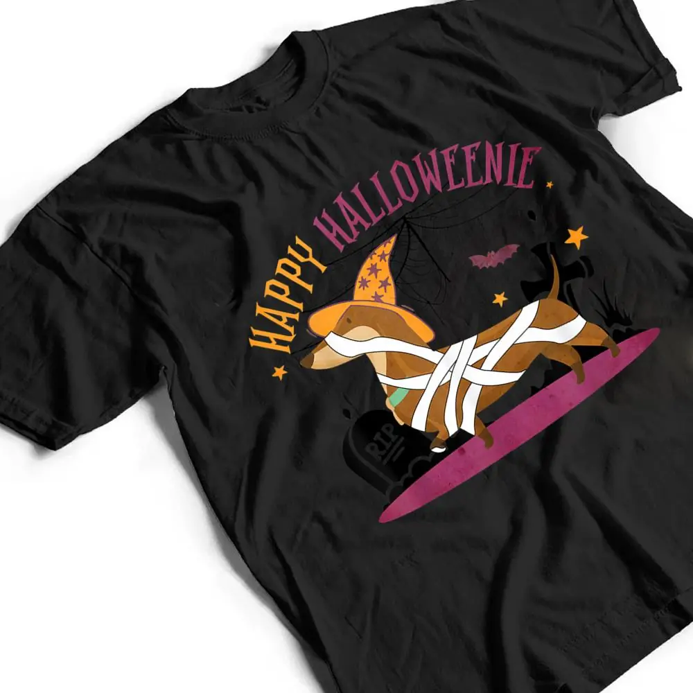 Happy-Halloweenie-Dachshund-Wiener-Dog-Halloween-T-Shirt-2 Happy Halloweenie Dachshund Wiener Dog Halloween T Shirt