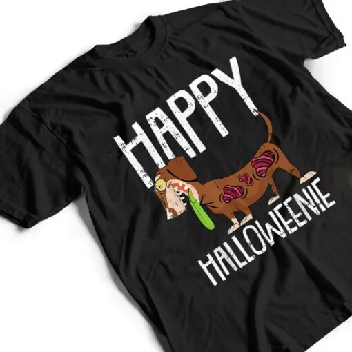 Happy Halloweenie Lazy Halloween Costume Zombie Dachshund T Shirt