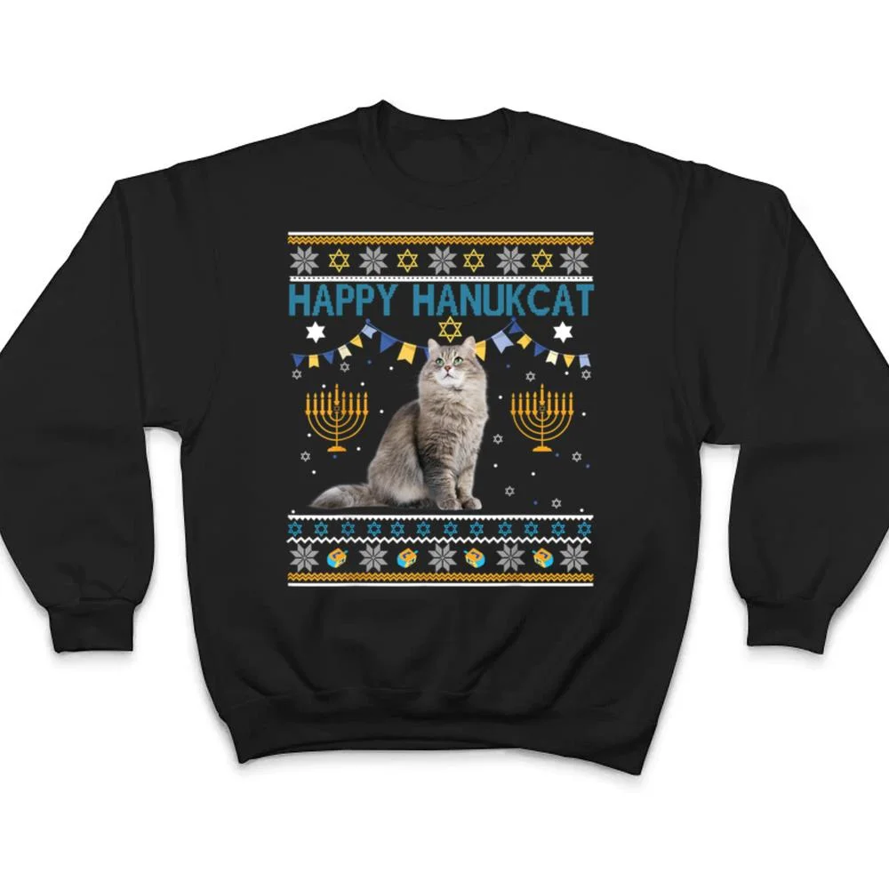 Happy-Hanukcat-Ugly-Hanukkah-Sweater-Cat-Chanukah-Jewish-T-Shirt-4 Happy Hanukcat Ugly Hanukkah Sweater Cat Chanukah Jewish T Shirt