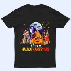 Happy-Thanksgiving Cat Happy-Hallothanksmas Cute-Cats T Shirt