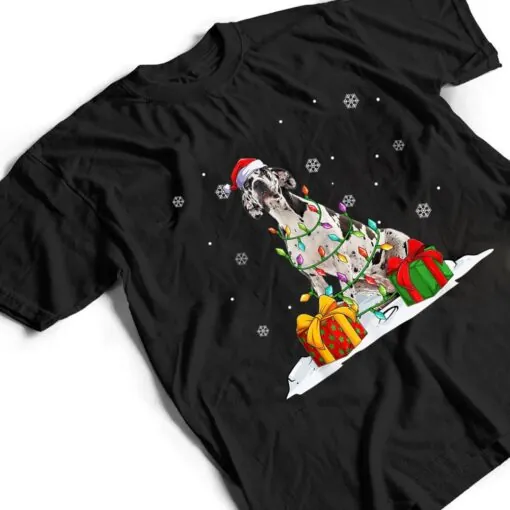 Harlequin Great Dane Christmas Tree Lights Xmas Pajama Dogs T Shirt