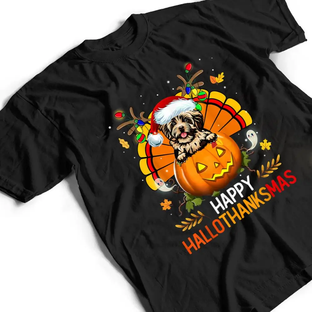 Havanese-Dog-Happy-Hallothanksmas-Halloween-Christmas-T-Shirt-2 Havanese Dog Happy Hallothanksmas Halloween Christmas T Shirt
