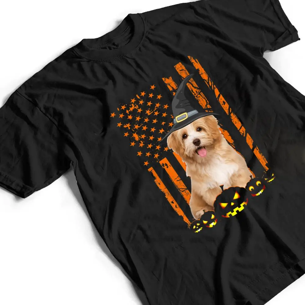 Havanese-Dog-Pumpkin-American-Flag-Vintage-Halloween-Witch-T-Shirt-2 Havanese Dog Pumpkin American Flag Vintage Halloween Witch T Shirt