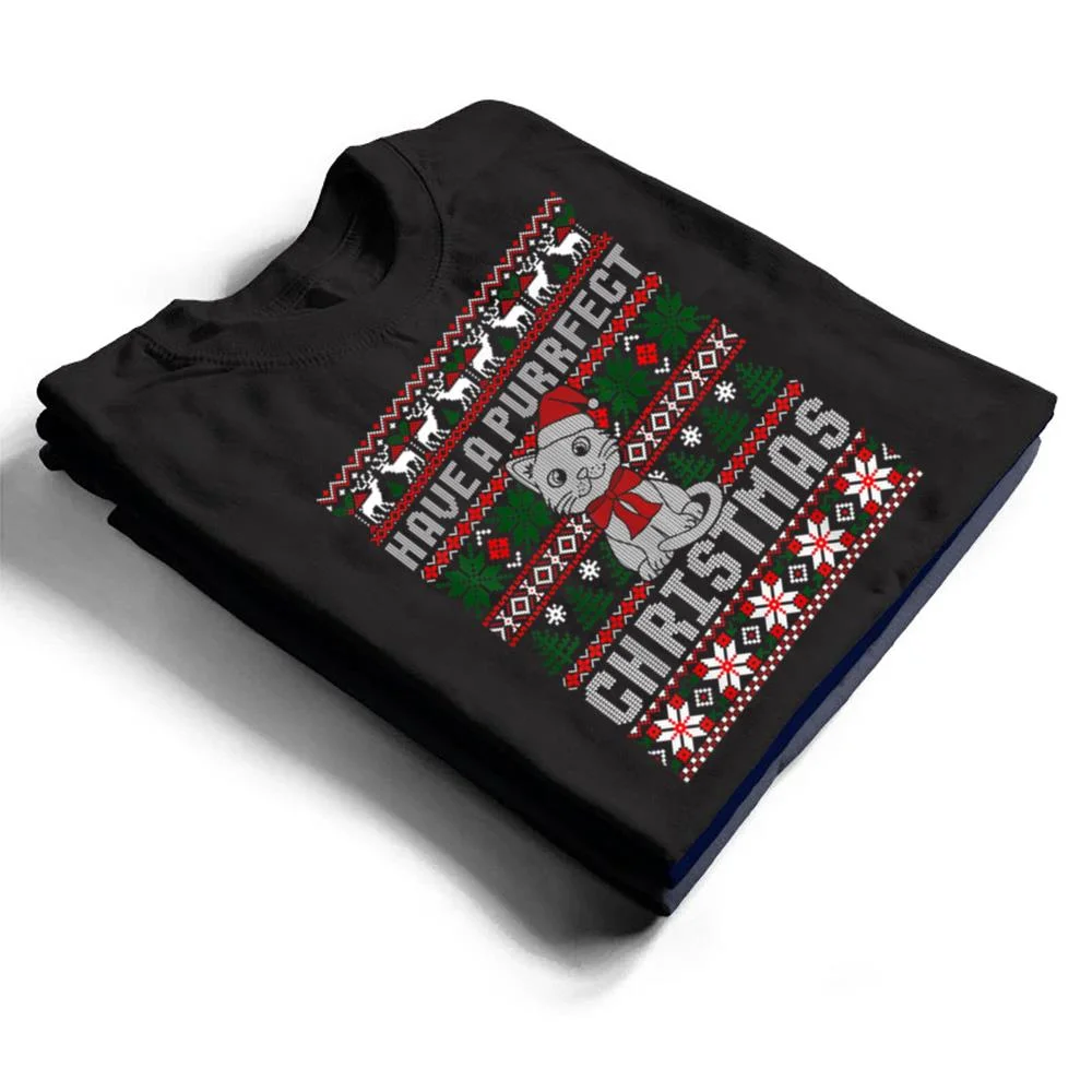 Have-A-Purrfect-Christmas-Cat-Funny-Pajama-Ugly-Sweater-T-Shirt-1 Have A Purrfect Christmas Cat Funny Pajama Ugly Sweater T Shirt