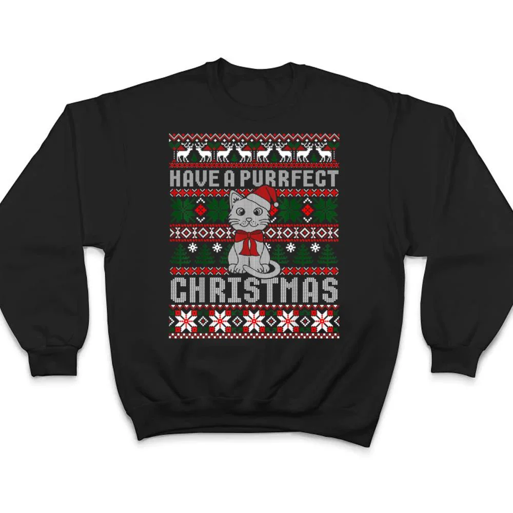 Have-A-Purrfect-Christmas-Cat-Funny-Pajama-Ugly-Sweater-T-Shirt-4 Have A Purrfect Christmas Cat Funny Pajama Ugly Sweater T Shirt