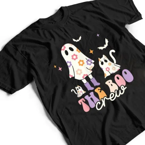 He Boo Crew Spooky Season Ghost Cat Halloween Groovy Retro T Shirt