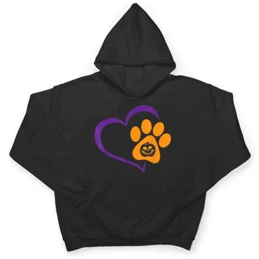 Heart Dog Paw Print Lazy Halloween Costume Pumpkin Puppy T Shirt