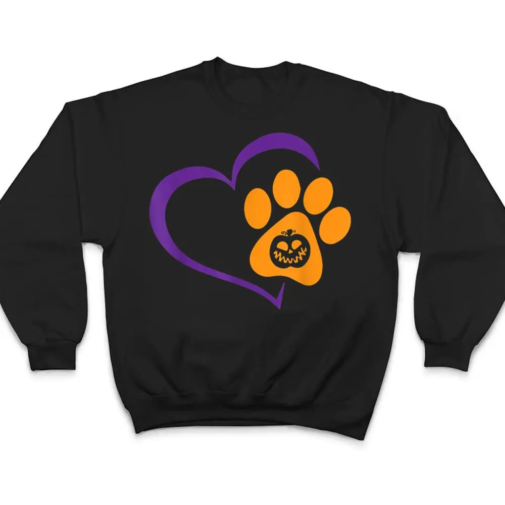 Heart-Dog-Paw-Print-Lazy-Halloween-Costume-Pumpkin-Puppy-T-Shirt-4 Heart Dog Paw Print Lazy Halloween Costume Pumpkin Puppy T Shirt