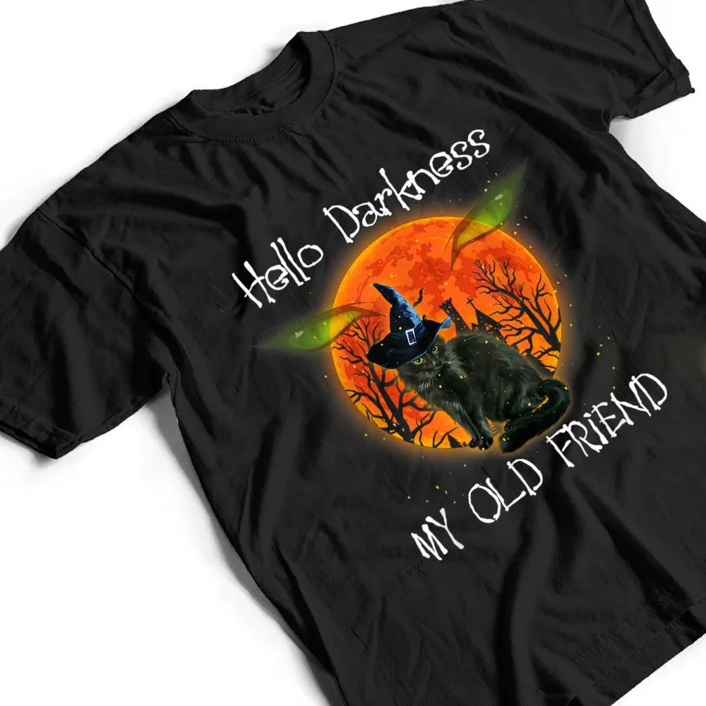 Hello-Darkness-My-Old-Friend-Halloween-Black-Cat-T-Shirt-2 Hello Darkness My Old Friend Halloween Black Cat T Shirt