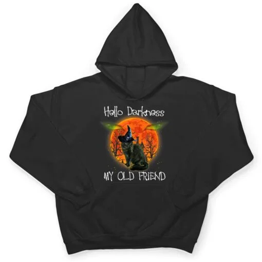 Hello Darkness My Old Friend Halloween Black Cat T Shirt