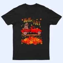 Hello Fall Basset Hound Leaf Autumn Red Truck Dog Lover T Shirt
