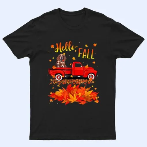 Hello Fall Basset Hound Leaf Autumn Red Truck Dog Lover T Shirt