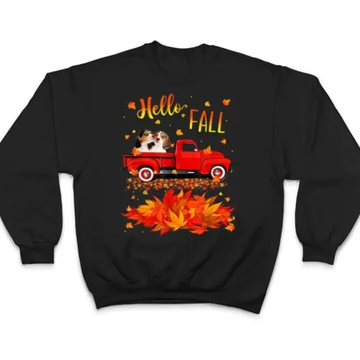 Hello Fall Beagle Leaf Autumn Red Truck Dog Lover Ver 2 T Shirt