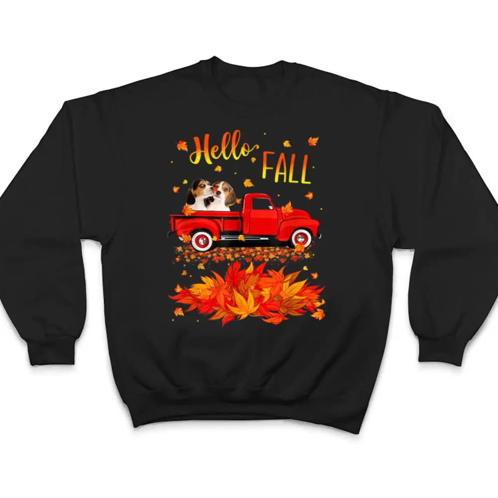 Hello-Fall-Beagle-Leaf-Autumn-Red-Truck-Dog-Lover-Ver-2-T-Shirt-4 Hello Fall Beagle Leaf Autumn Red Truck Dog Lover Ver 2 T Shirt