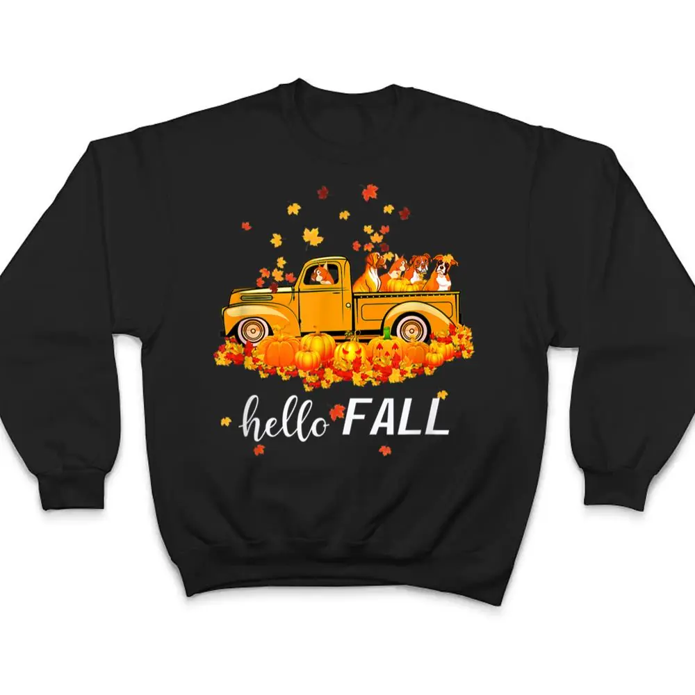 Hello-Fall-Boxer-Leaf-Autumn-Red-Truck-Dog-Lover-Ver-1-T-Shirt-4 Hello Fall Boxer Leaf Autumn Red Truck Dog Lover Ver 1 T Shirt