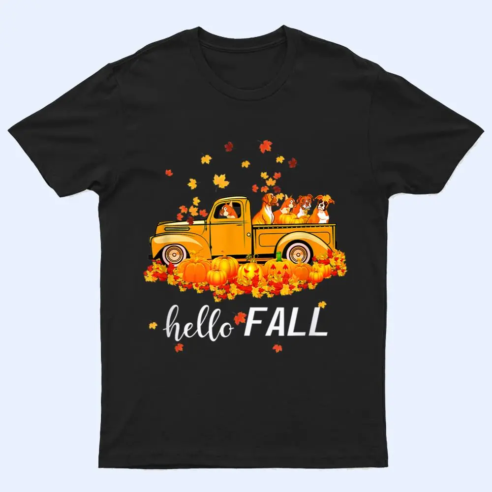 Hello Fall Boxer Leaf Autumn Red Truck Dog Lover Ver 1 T Shirt Hello Fall Boxer Leaf Autumn Red Truck Dog Lover Ver 1 T Shirt