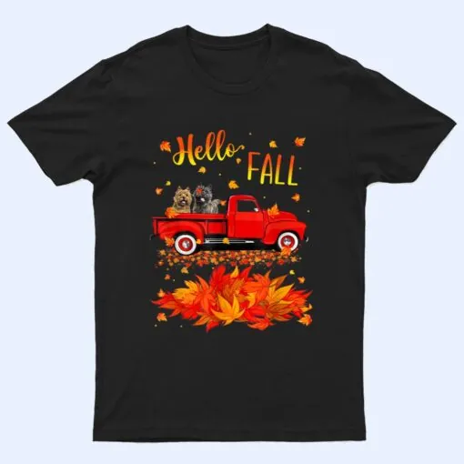 Hello Fall Cairn Terrier Leaf Autumn Red Truck Dog Lover T Shirt