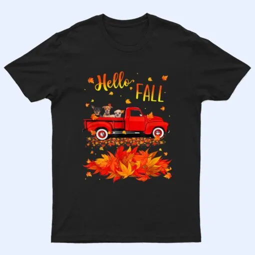 Hello Fall Chihuahua Leaf Autumn Red Truck Dog Lover Ver 2 T Shirt