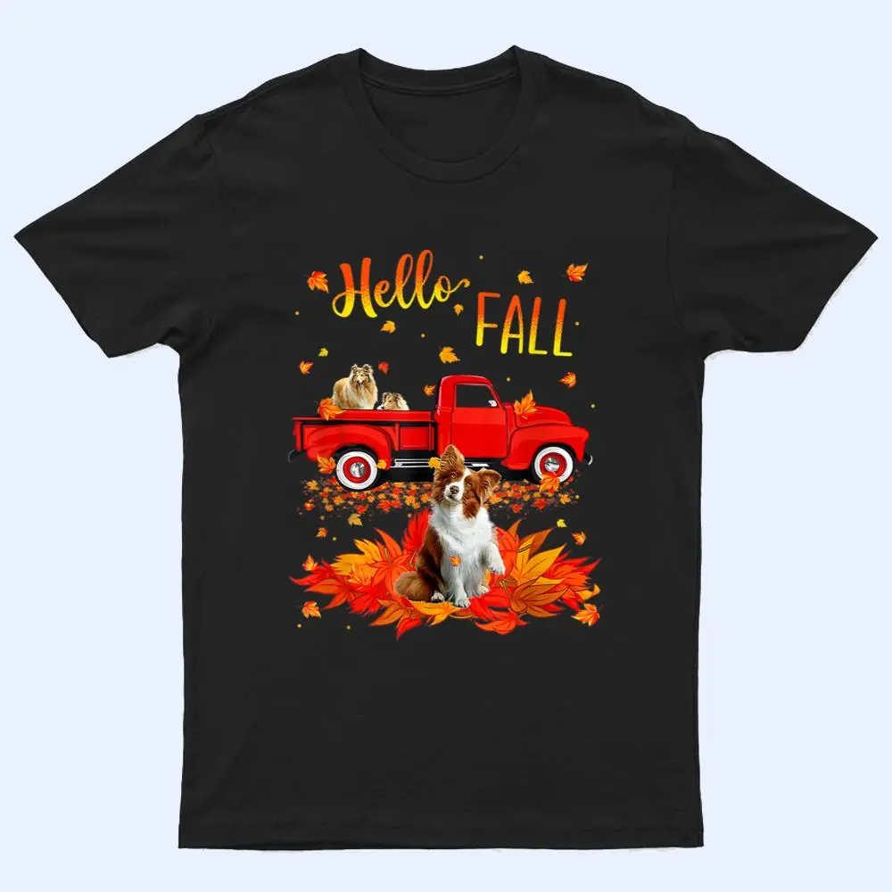 Hello Fall Collie Leaf Autumn Red Truck Dog Lover T Shirt Hello Fall Collie Leaf Autumn Red Truck Dog Lover T Shirt