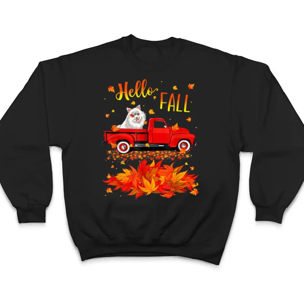 Hello-Fall-Samoyed-Leaf-Autumn-Red-Truck-Dog-Lover-T-Shirt-4 Hello Fall Samoyed Leaf Autumn Red Truck Dog Lover T Shirt