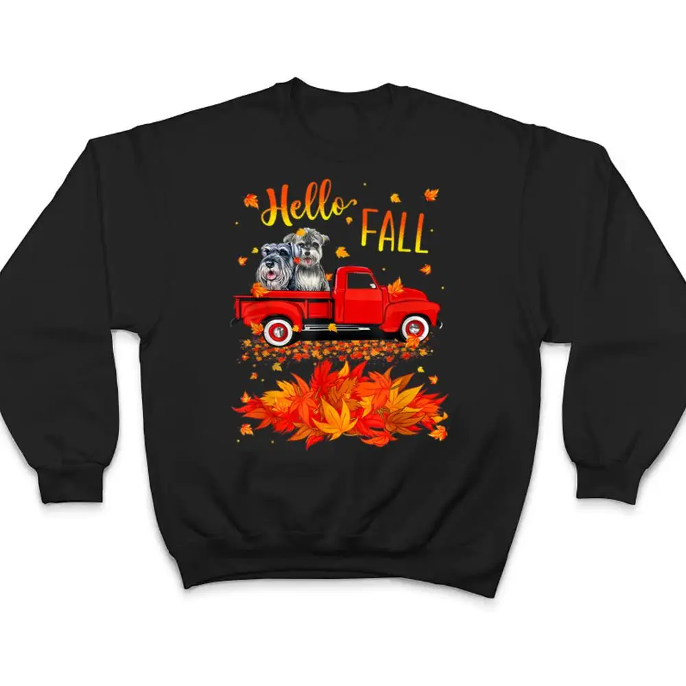 Hello-Fall-Schnauzer-Leaf-Autumn-Red-Truck-Dog-Lover-T-Shirt-4 Hello Fall Schnauzer Leaf Autumn Red Truck Dog Lover T Shirt