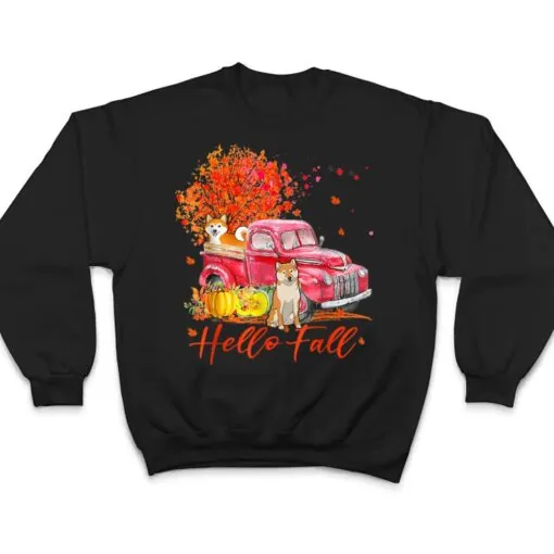 Hello Fall Shiba Inu Leaf Autumn Red Truck Dog Lover T Shirt